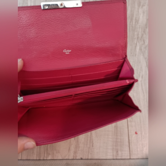 CARTIER VINTAGE LOVE SCREW EMBOSSED LEATHER LONG WALLET BIFOLD CC LOGO ROSE PINK - Picture 10 of 13